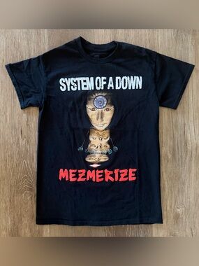 System of a Down Mezmerize T-Shirt Sz Small Black Band Graphic Rock Tee B.Y.O.B